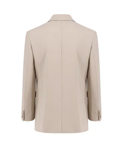 Saint Laurent Light Beige Single-breasted Wool Jacket In Neutral