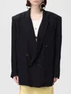 Saint Laurent Double-breasted Six-button Suit Jacket In Black