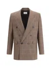 Saint Laurent Wool-cashmere Double-breasted Jacket In Brown