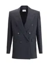 Saint Laurent Double-breasted Wool Blazer In Black