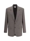 Saint Laurent Wool Blazer Jacket In Grey