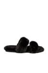 Saint Laurent Bleach Faux Fur Slides In Noir