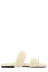 Saint Laurent Men's Shearling Sandal In Ivory