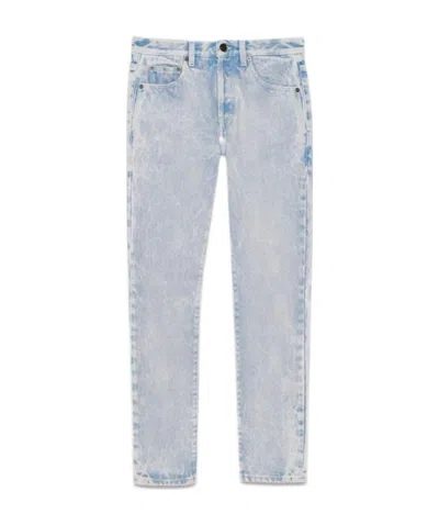 Saint Laurent Bleached Cropped Jeans In Gray