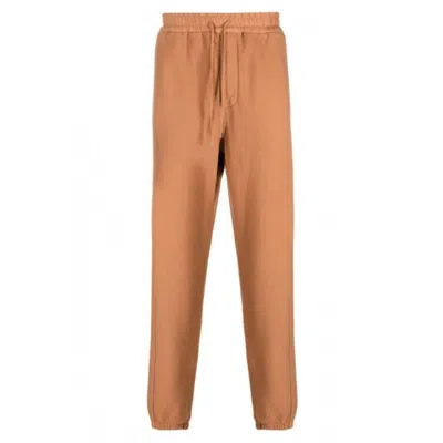 Saint Laurent Bleached Soft Fleece Joggers In Brown