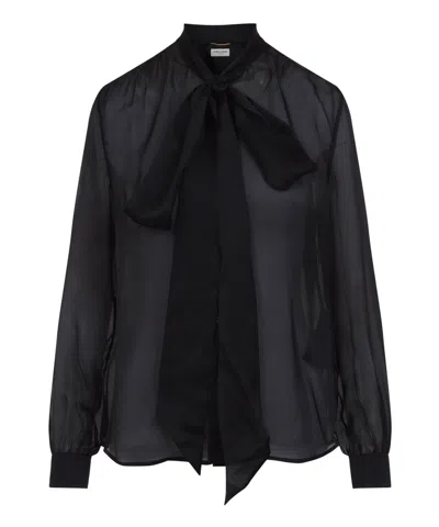 Saint Laurent Blouse Black In Blue