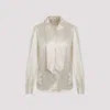 Saint Laurent Silk Scarf-collar Shirt In Craie