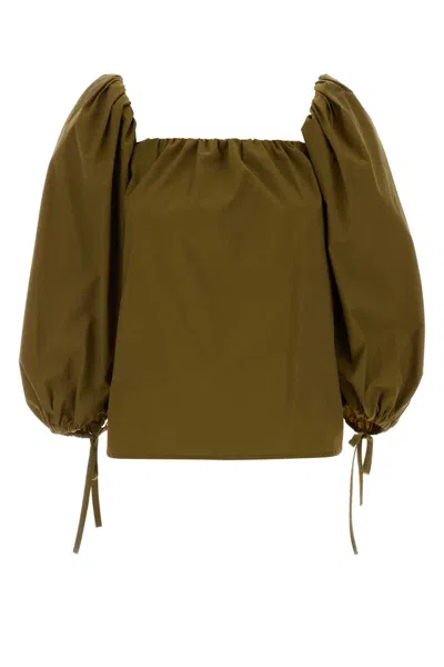 Saint Laurent Olive Green Jersey Blouse
