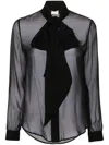 Saint Laurent Blouse With Lavallière Collar In Black