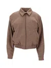 Saint Laurent Houndstooth Padded Jacket Jackets Brown In Brown