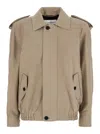 Saint Laurent Nubuck Bomber Jacket In Beige