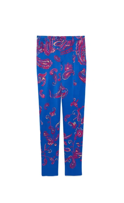Saint Laurent Blue And Fuchsia Gradient Cashmere Pants For Men For Ss22 In Magenta