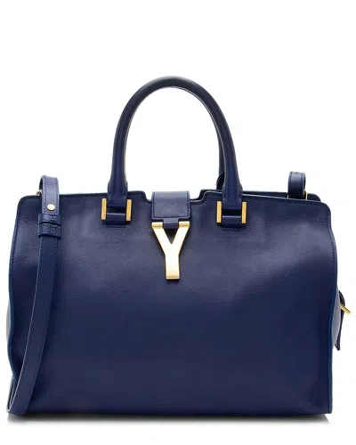 Saint Laurent Blue Calfskin Cabas Chyc Small Tote (authentic Pre-loved)