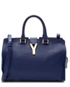 Saint Laurent Blue Calfskin Cabas Chyc Small Tote (authentic Pre-loved)
