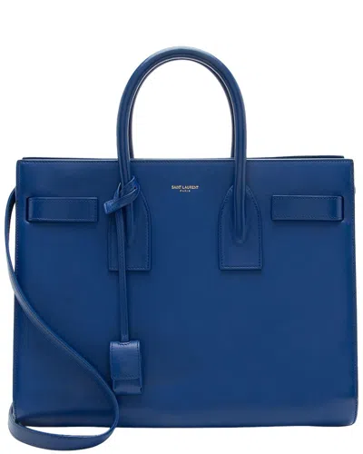 Saint Laurent Blue Calfskin Small Sac De Jour Tote (authentic Pre-loved)