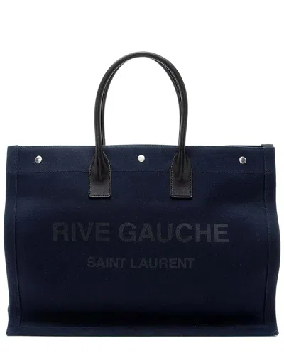 Saint Laurent Blue Canvas Rive Gauche Large Tote (authentic Pre-loved)