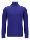 Saint Laurent Blue Cashmere Wool Blend Turtleneck Sweater In Blue