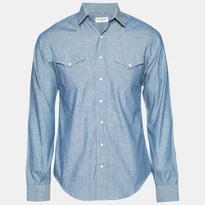 Pre-owned Saint Laurent Blue Chambray Long Sleeve Shirt S