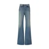 Saint Laurent Blue Cotton Flared Jeans In Multi