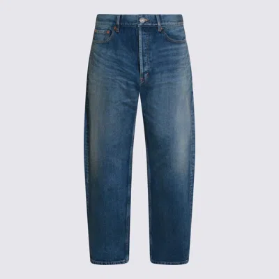 Saint Laurent Blue Cotton High Rise Jeans