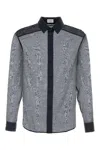 Saint Laurent Men Navy Blue Cotton Blend Shirt