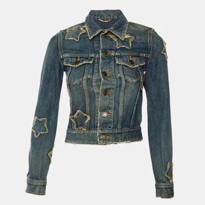 Pre-owned Saint Laurent Blue Denim Distressed Jacket Xs