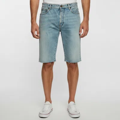 Pre-owned Saint Laurent Blue Denim Distressed Shorts S/ Waist 31"