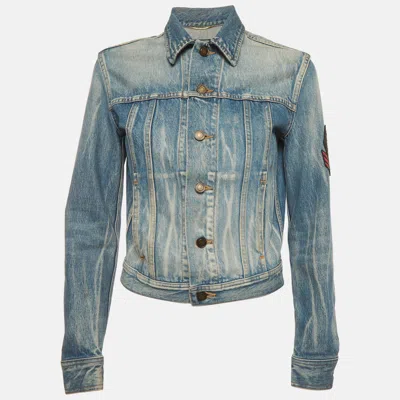 Pre-owned Saint Laurent Blue Denim Fitted Jacket Xs