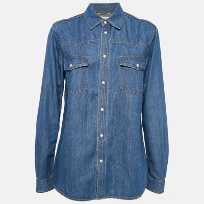 Pre-owned Saint Laurent Blue Denim Full Sleeve Shirt L