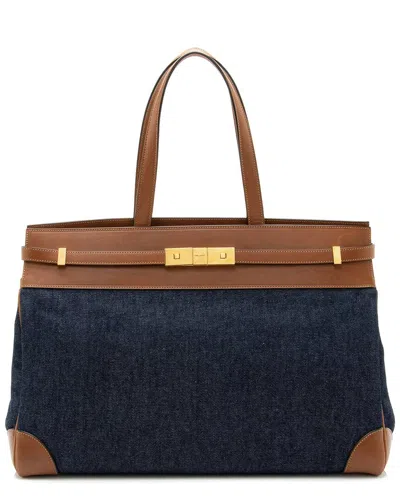 Saint Laurent Blue Denim Manhattan Medium Satchel (authentic Pre-loved)