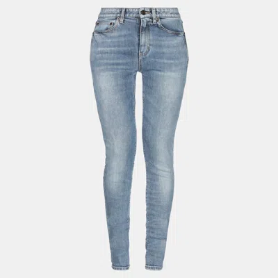 Pre-owned Saint Laurent Blue Denim Skinny Leg Jeans M Waist 28"