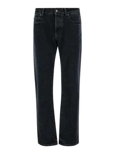 Saint Laurent Blue Denim Slim Fit Jeans In Cotton Man In Multicolor
