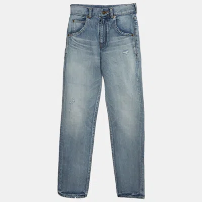 Pre-owned Saint Laurent Blue Denim Straight Fit Jeans S/waist 25"