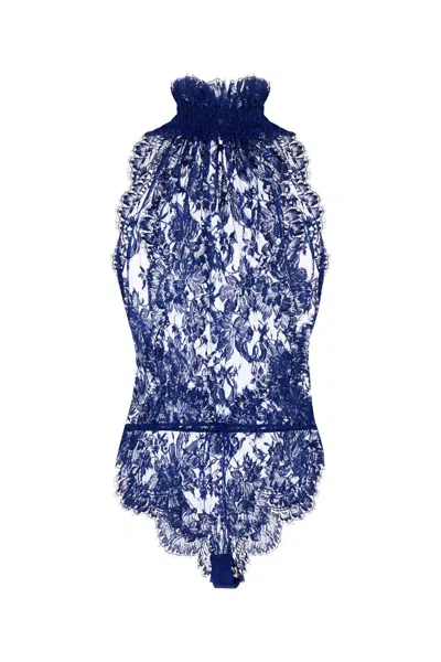 Saint Laurent Blue Lace Bodysuit
