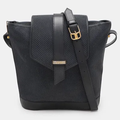 Pre-owned Saint Laurent Blue Leather And Pvc Vintage Bucket Bag