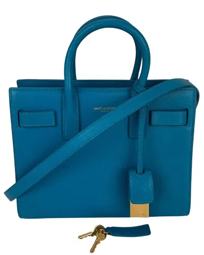 Saint Laurent Blue Leather Sac De Jour Crossbody (authentic Pre-loved)