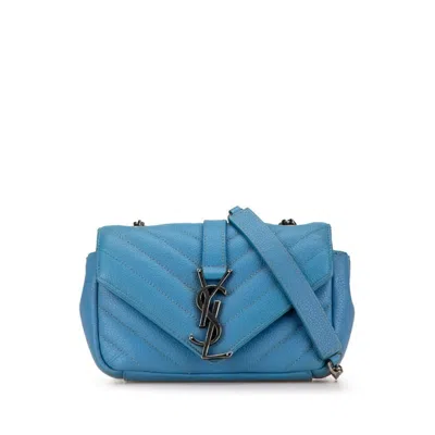Pre-owned Saint Laurent Blue Leather Shoulder Bag ()