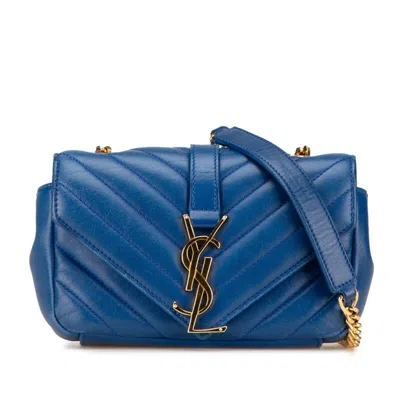 Pre-owned Saint Laurent Blue Leather Shoulder Bag ()