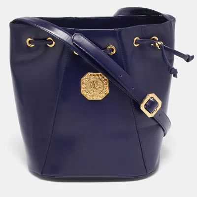 Pre-owned Saint Laurent Blue Leather Vintage Drawstring Bucket Bag