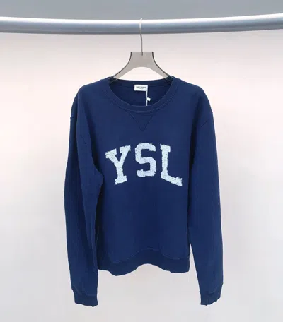 Pre-owned Saint Laurent Blue Letter Sweatshirt