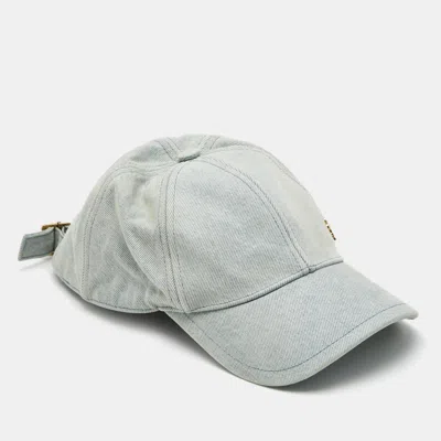 Pre-owned Saint Laurent Blue Logo Detail Denim Baseball Cap M
