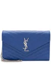 Saint Laurent Blue Matelasse Leather Monogram Chain Wallet (authentic Pre-  Loved) In Blue
