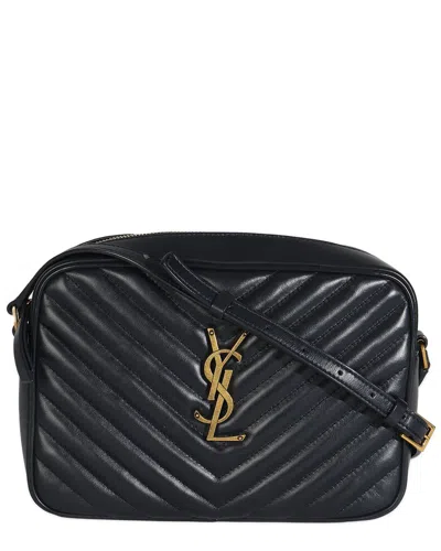 Saint Laurent Lou Medium Ysl Camera Bag With Pocket In Quilted Leather In Black