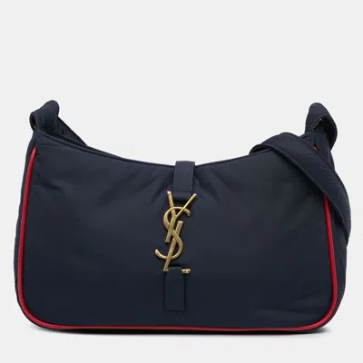 Pre-owned Saint Laurent Blue Nylon Le 5 A 7 Shoulder Bag