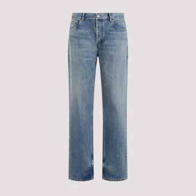 Saint Laurent Blue Relaxed Straight Cotton Jeans In  Charlotte Blue