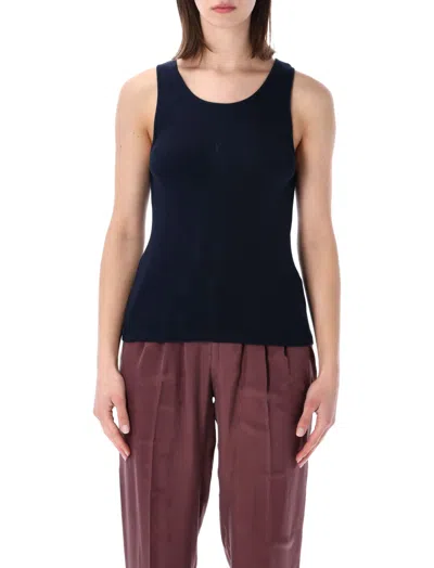 Saint Laurent Blue Round Neck Tank Top In Black