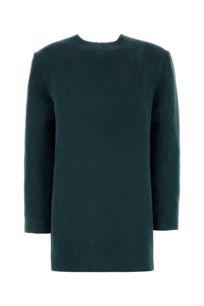 Saint Laurent Satin Mini Dress In Green