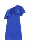 Saint Laurent One-shoulder Ruffle Satin Mini Dress In 4164