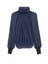 Saint Laurent Turtleneck Blouse In Silk Muslin