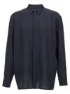 Saint Laurent Long Sleeves Striped Shirt In Blue